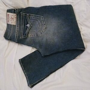 True Religion Men's Dark Blue Straight Jeans